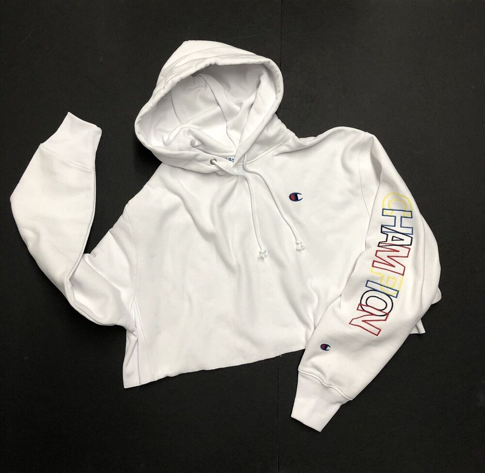 Champion Reverse Weave Cropped Rainbow Hoodie Size XL NWT Crop Sweatshirt